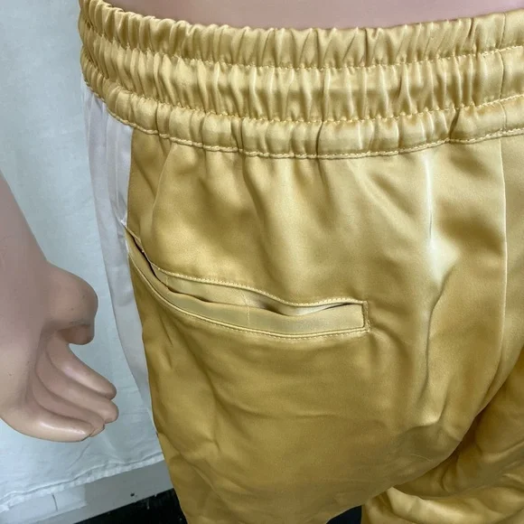 NEW AlphaStyle Yowl Yellow Colorblock Parachute Satin Jogger Pants Size L